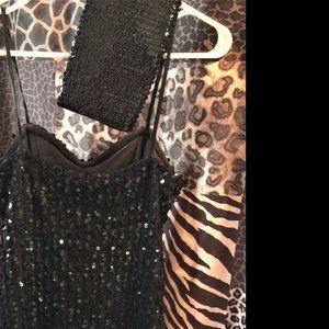 Sequin Mini Dress w/ Free Norell Blk Sequin Clutch Soft Arg Cotton Lining